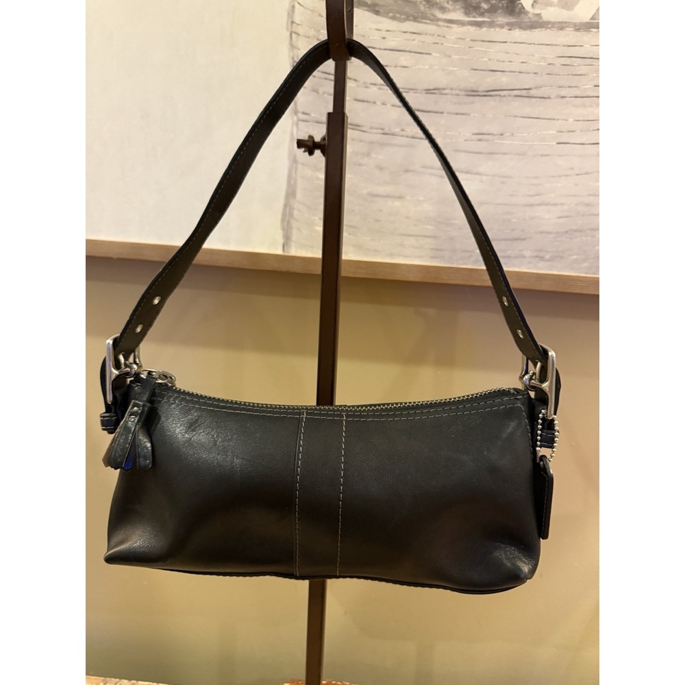Coach Y2K Black Leather Hamptons Soho Demi Baguette Shoulder Bag Vintage # 7461 - Picture 2 of 12